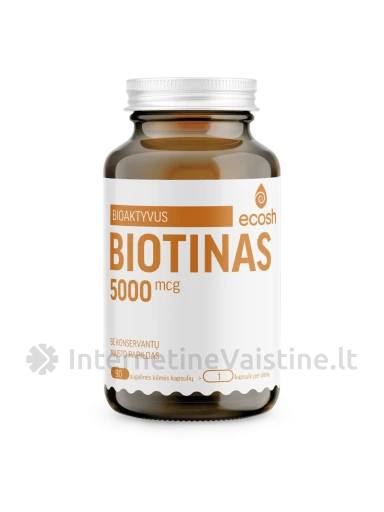 ECOSH bioaktyvus Biotinas, 5000µg, 90 kapsulių | internetinevaistine.lt