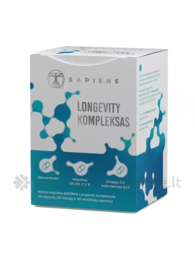 SAPIENS maisto papildas LONGEVITY KOMPLEKSAS, 60 kaps. | internetinevaistine.lt