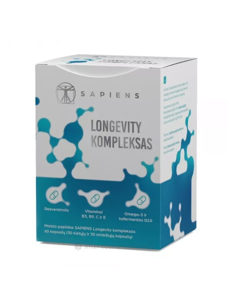 SAPIENS maisto papildas LONGEVITY KOMPLEKSAS, 60 kaps. | internetinevaistine.lt