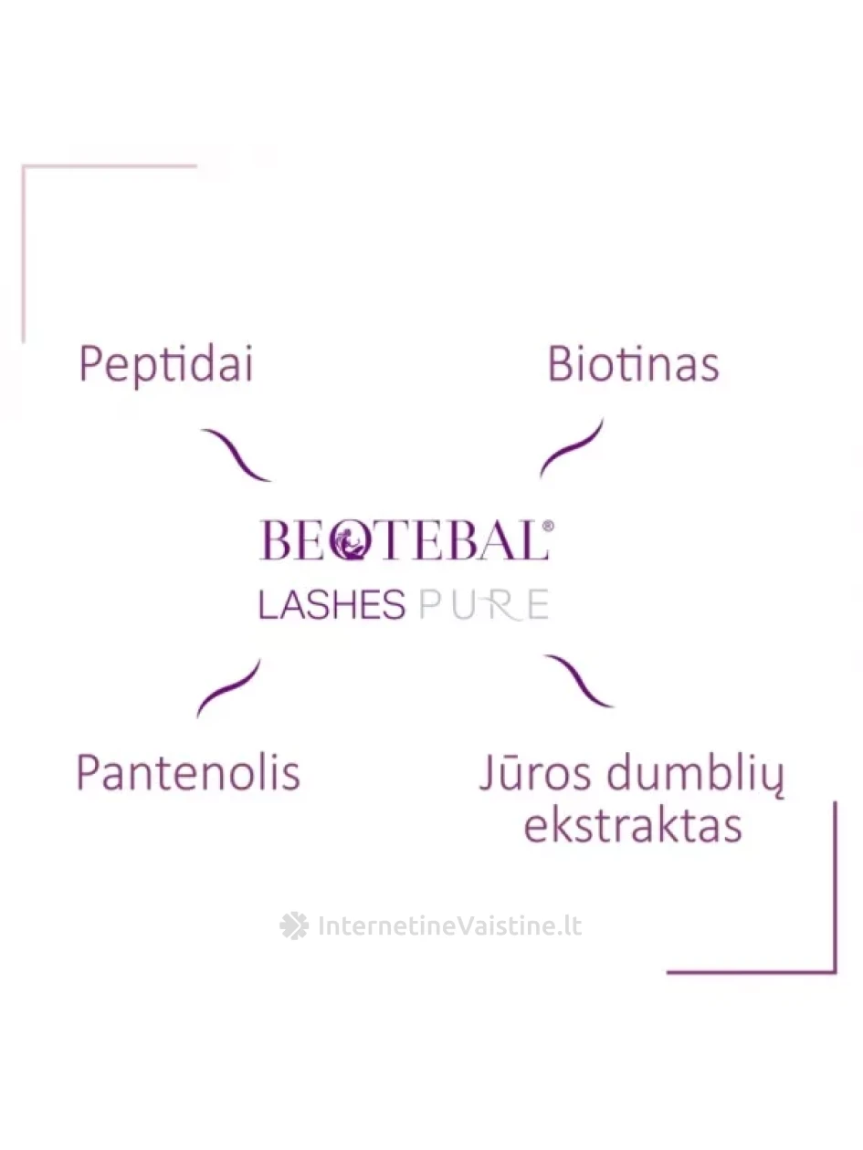 BEOTEBAL blakstienų ir antakių serumas su peptidais LASHES PURE, 3 ml | internetinevaistine.lt