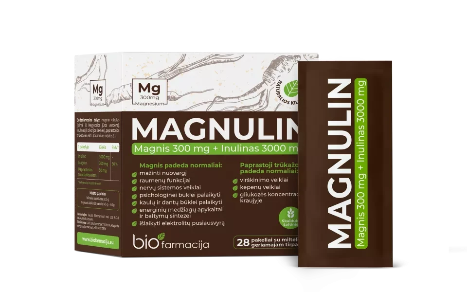BIOFARMACIJA maisto papildas milteliais MAGNULIN, 28 miltelių