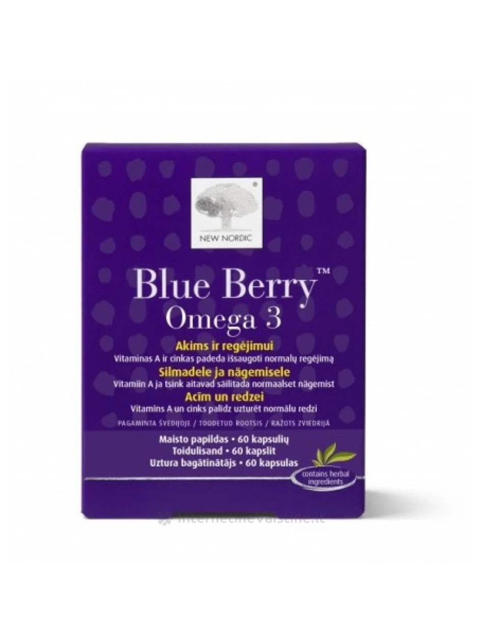 NEW NORDIC BLUE BERRY OMEGA-3 KAPS. N60, 60 vnt. | internetinevaistine.lt