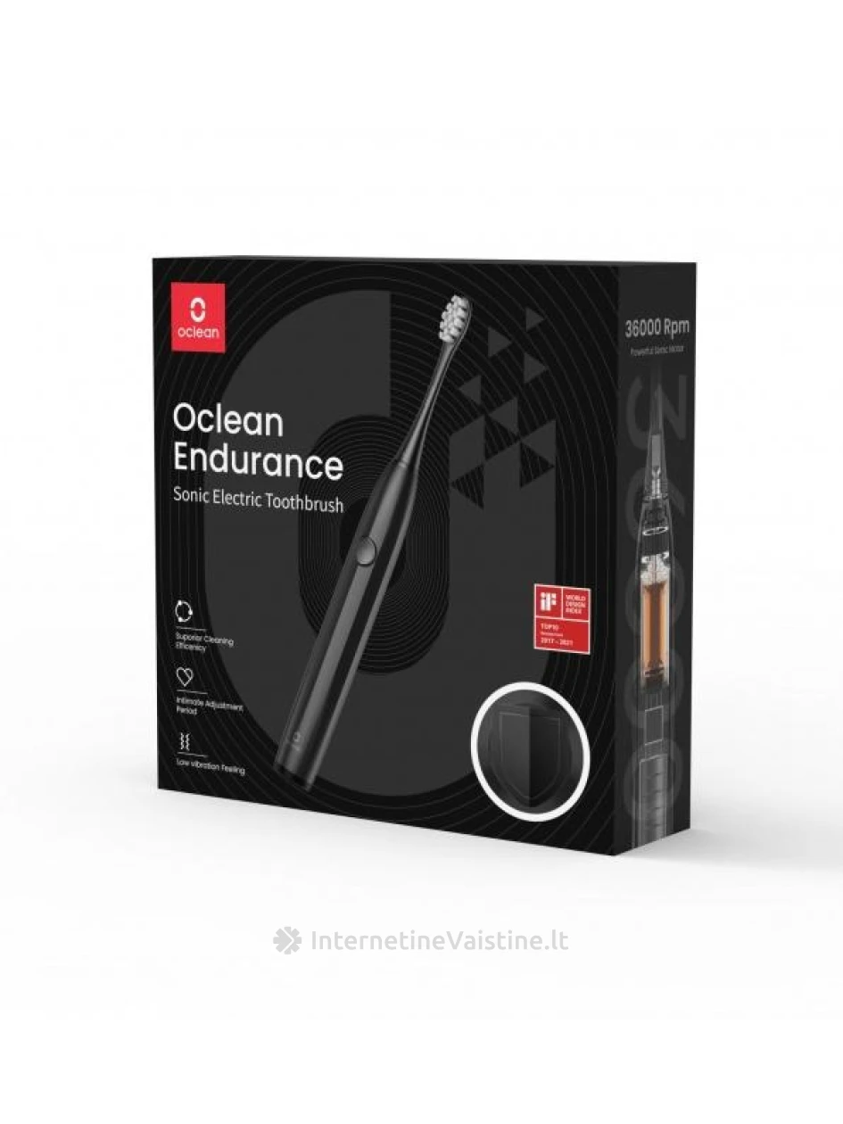 OCLEAN Endurance Black elektrinis dantų šepetėlis N1, Vnt | internetinevaistine.lt