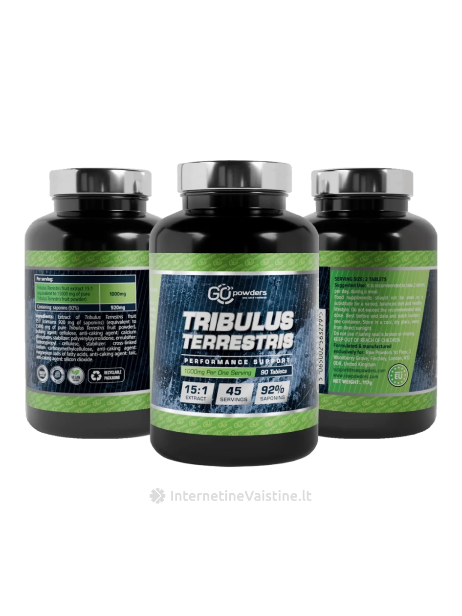 RAW POWDERS Tribulus Terrestris 500mg tab. N90, . | internetinevaistine.lt