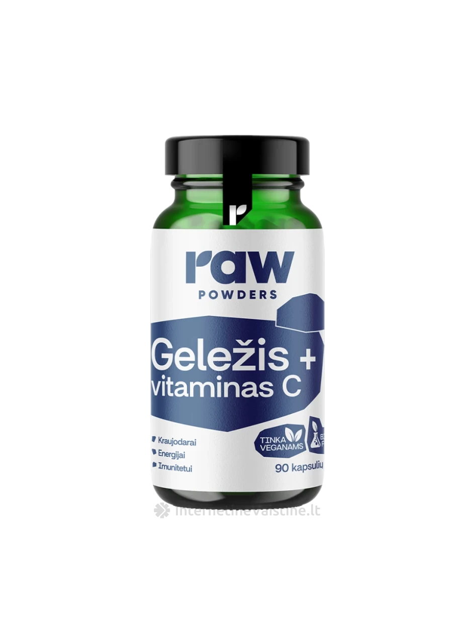 RAW POWDERS BioActive Iron and Vitamin C kaps. N90, 90 vnt. | internetinevaistine.lt