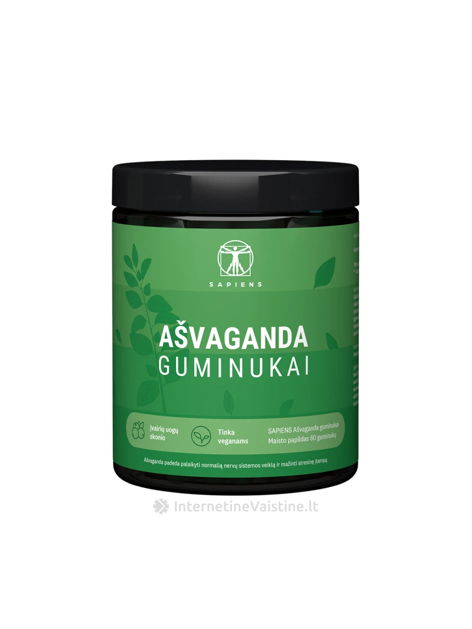 SAPIENS Ašvaganda guminukai N60, 60 vnt. | internetinevaistine.lt