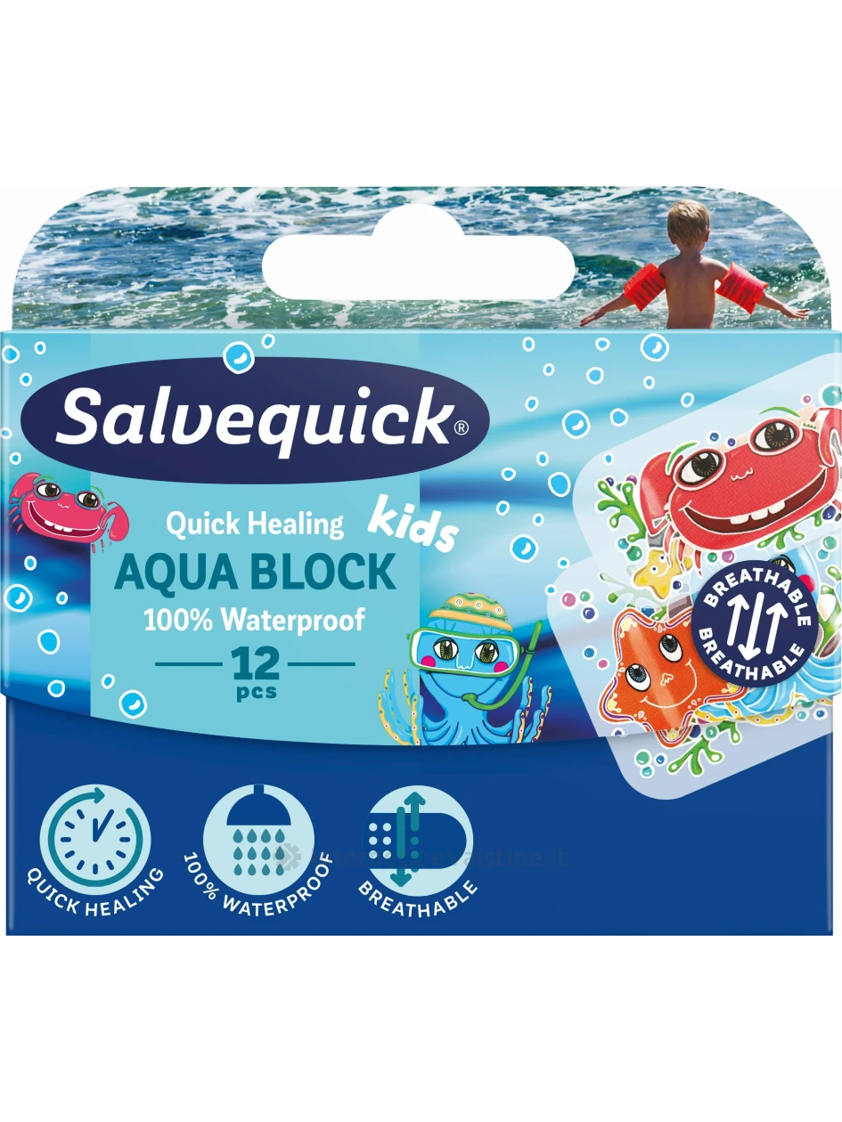 SALVEQUICK Aqua Block Kids pleistrų rinkinys vaikams, N12 | internetinevaistine.lt