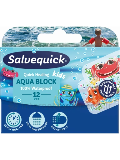 SALVEQUICK Aqua Block Kids pleistrų rinkinys vaikams, N12 | internetinevaistine.lt