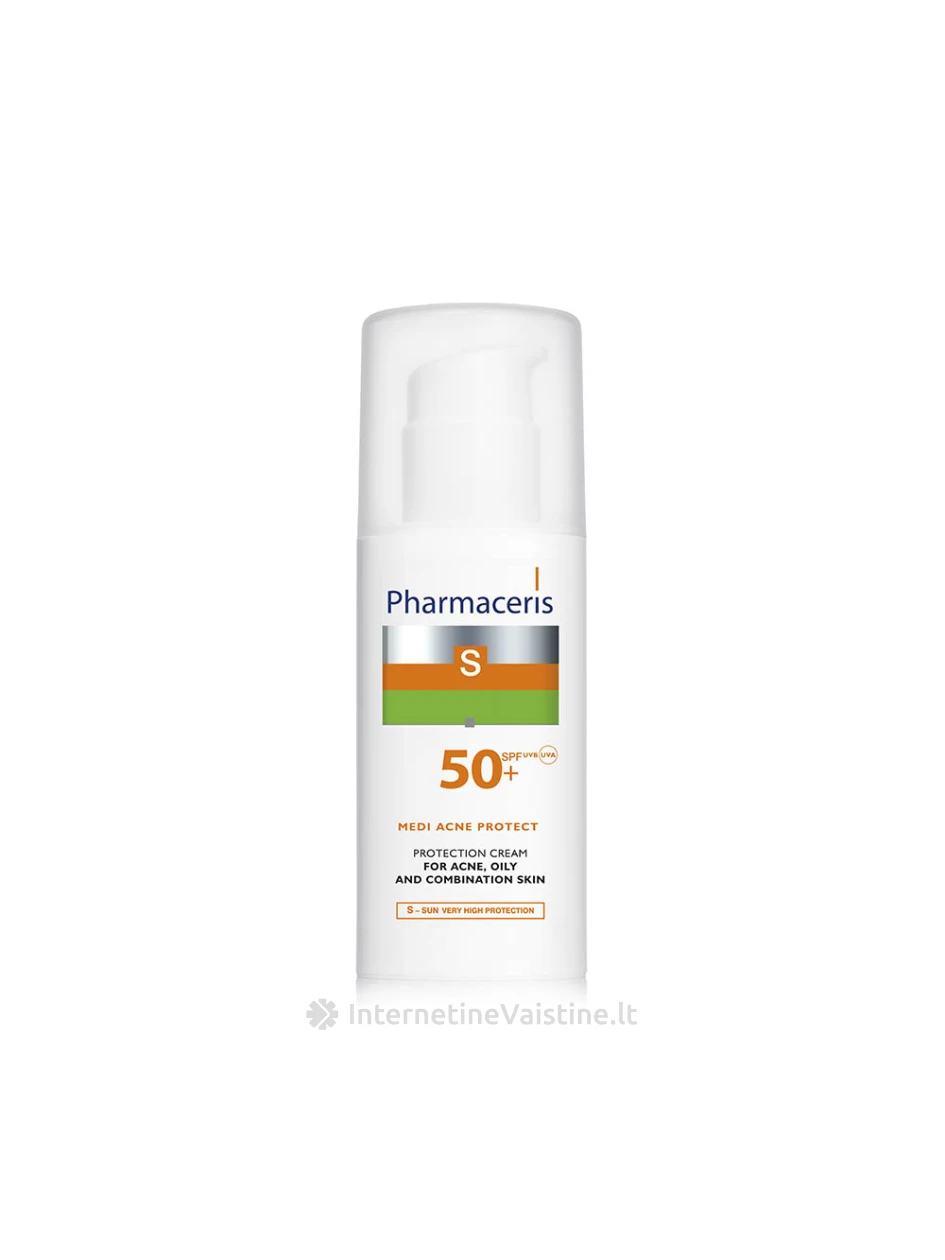 PHARMACERIS apsauginis veido kremas S MEDI ACNE PR, SPF50+, 50 ml, Vnt | internetinevaistine.lt