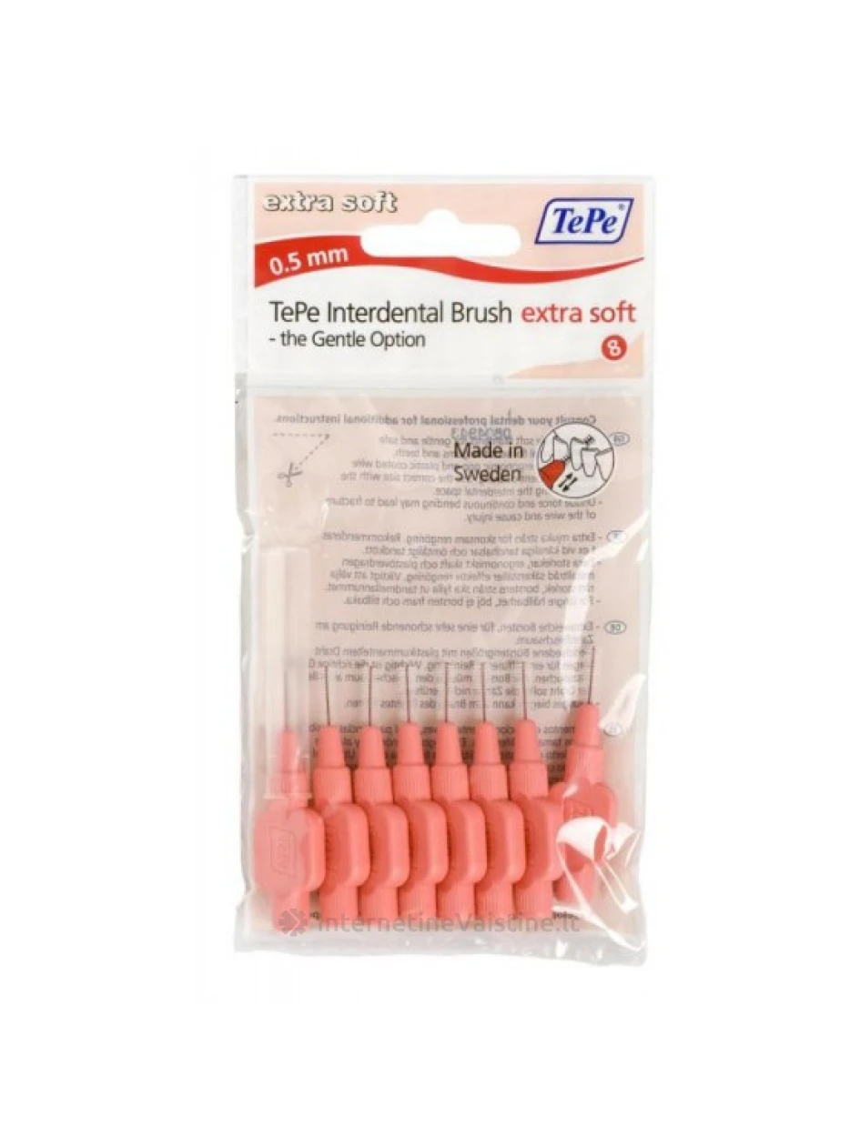 Dantų šep. TEPE tarpdančiams 0.5mm N8 l.minkšti (oranž.) | internetinevaistine.lt