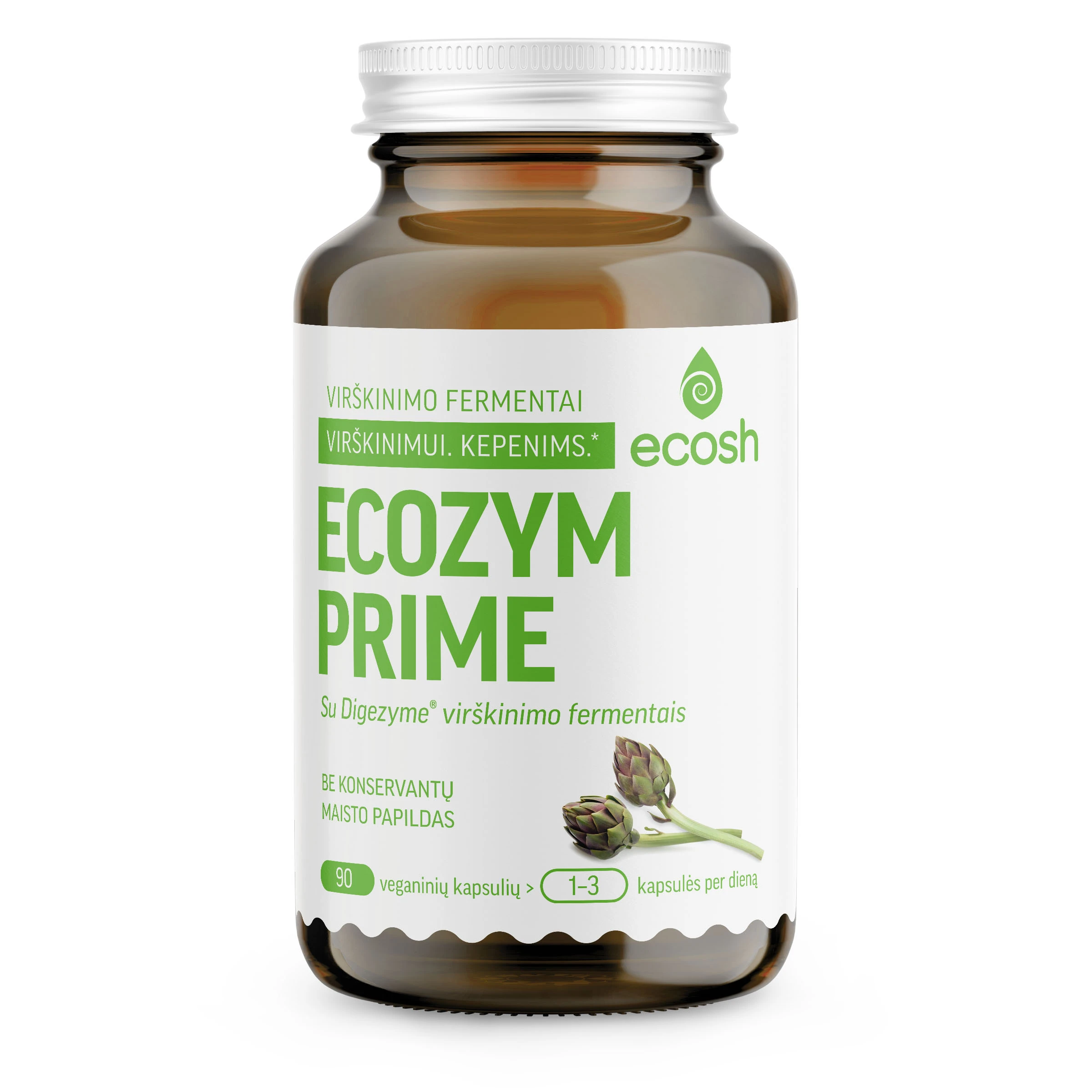 ECOSH Ecozym Prime su Digezyme® virškinimo fermentais, 90 kapsulių