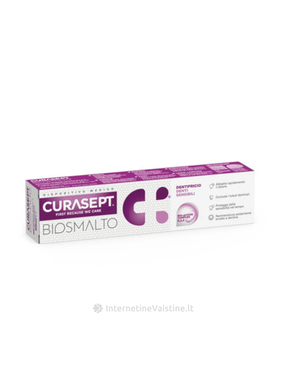 CURASEPT BIOSMALTO kasdienė dantų pasta SENSITIVE TEETH, nuo 7 m., 50 ml, Vnt | internetinevaistine.lt