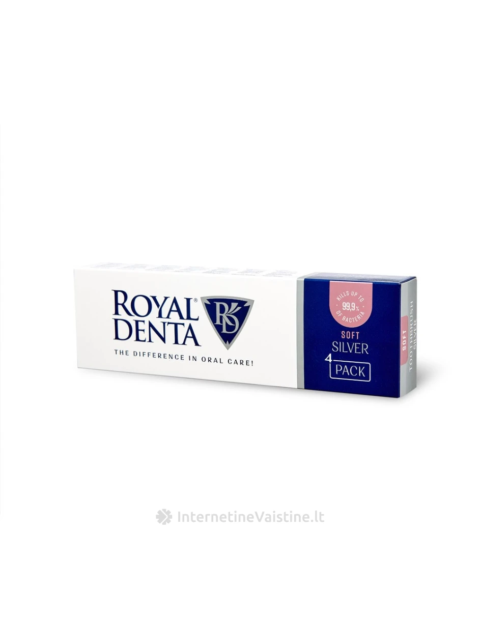 ROYAL DENTA dantų šepetėlių rinkinys SILVER SOFT 4 vnt. | internetinevaistine.lt