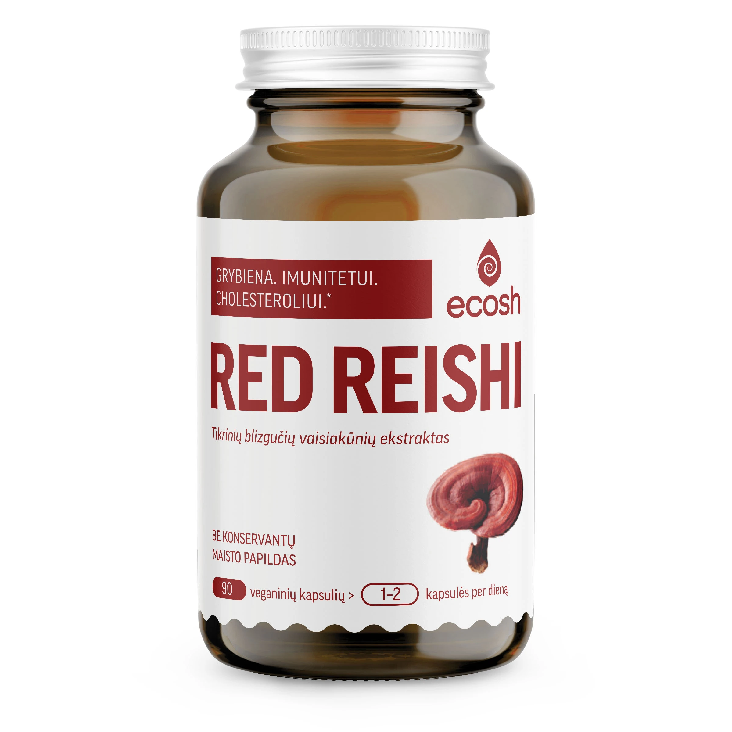 ECOSH Red Reishi 430mg, 90 kapsulių