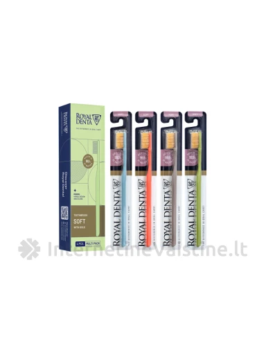 ROYAL DENTA dantų šepetėlių rinkinys GOLD SOFT MODERN, 4 vnt. | internetinevaistine.lt