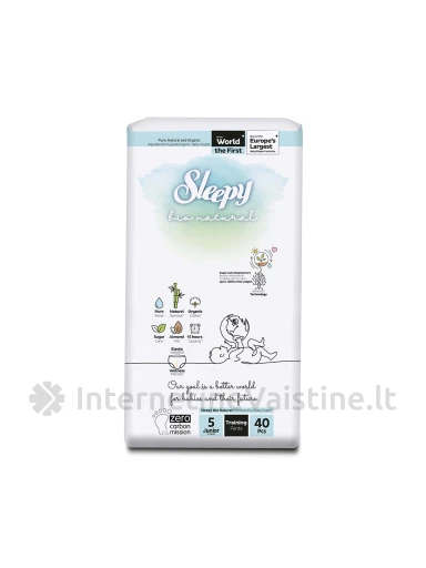 SLEEPY Bio Natural vaikiškos sauskelnės-kelnaitės, 5 Junior (11-18kg), 40 vnt. | internetinevaistine.lt