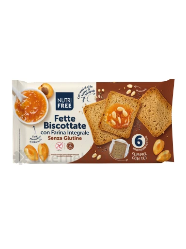NUTRIFREE FETTE BISCOTTATE - džiūvėsiai su viso grūdo miltais be glitimo, 225g | internetinevaistine.lt