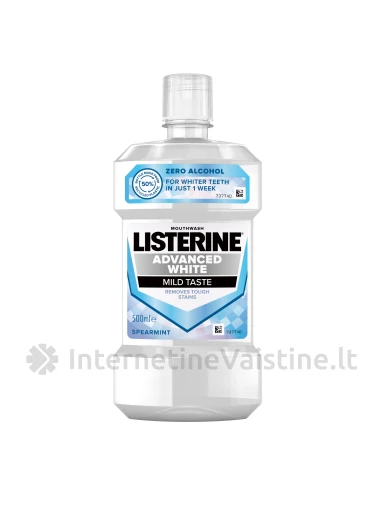Burnos skalav. skyst. LISTERINE Advanced White Mild, 500 ml, Vnt | internetinevaistine.lt