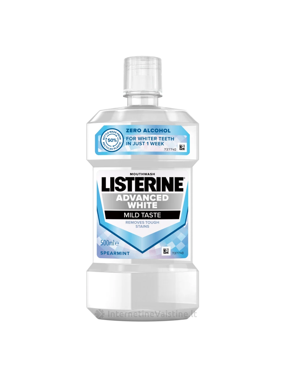 Burnos skalav. skyst. LISTERINE Advanced White Mild, 500 ml, Vnt | internetinevaistine.lt