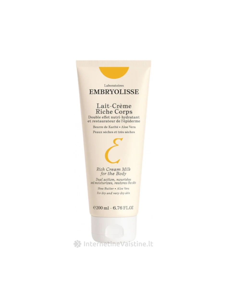 EMBRYOLISSE Rich Cream Milk Body pienelis kūnui, 200 ml, Vnt | internetinevaistine.lt