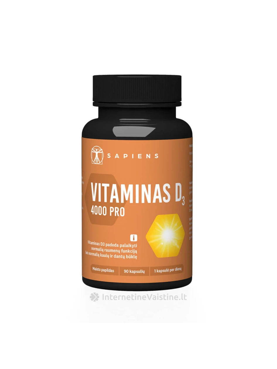 SAPIENS Vitaminas D3 4000 PRO kaps. N90, 90 vnt. | internetinevaistine.lt