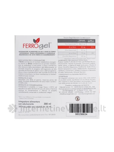 FERRO GEL liposominė geležis 10 ml juodųjų vyšnių skonio N30 | internetinevaistine.lt