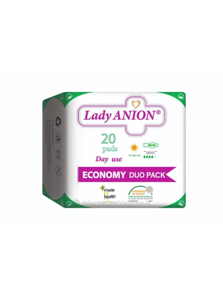 LADY ANION dieniniai, higieniniai paketai su anijonų juostele, 240 mm, N20 | internetinevaistine.lt
