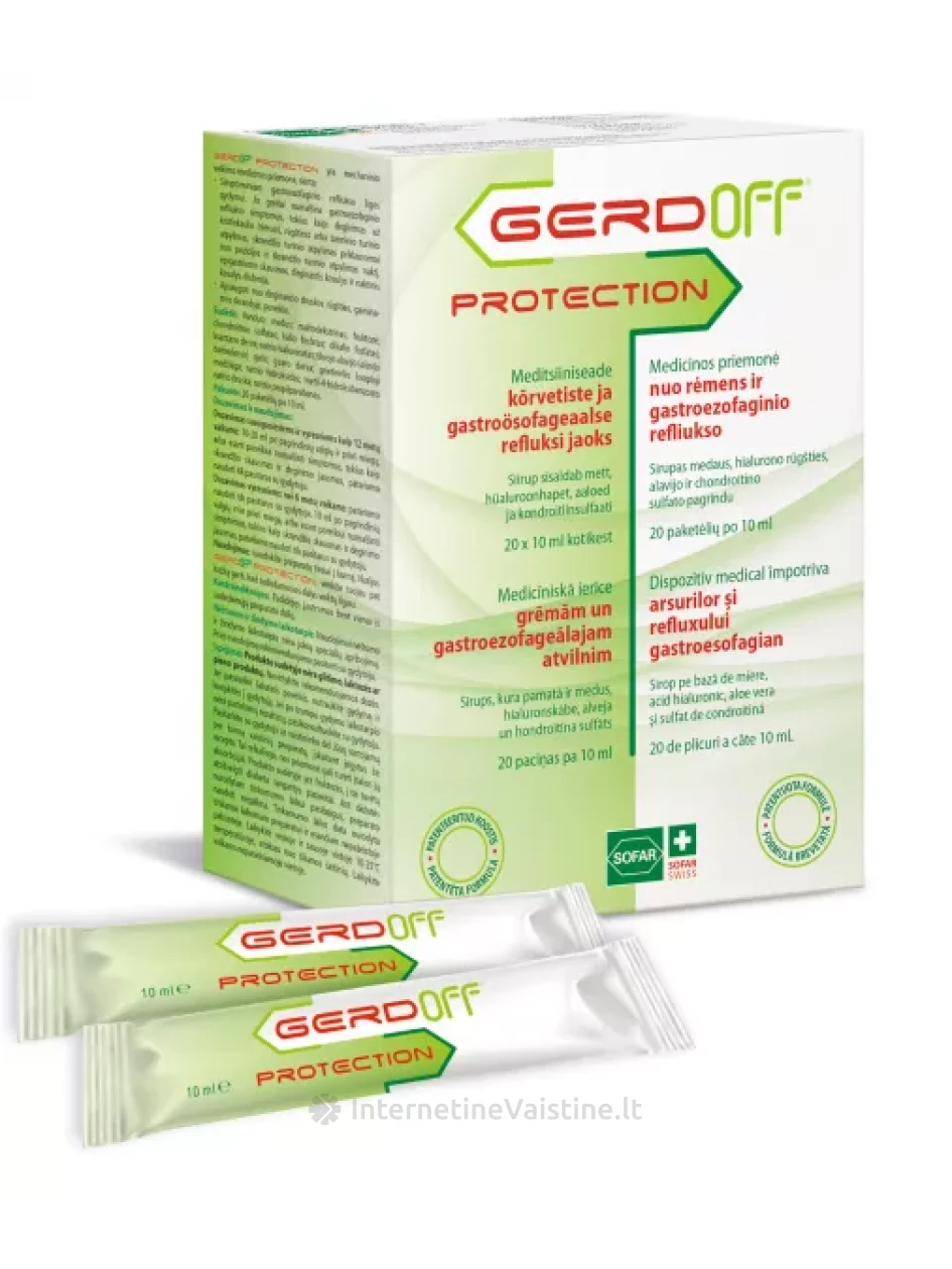 GERDOFF Protection sirupas nuo refliukso 10ml N20 | internetinevaistine.lt