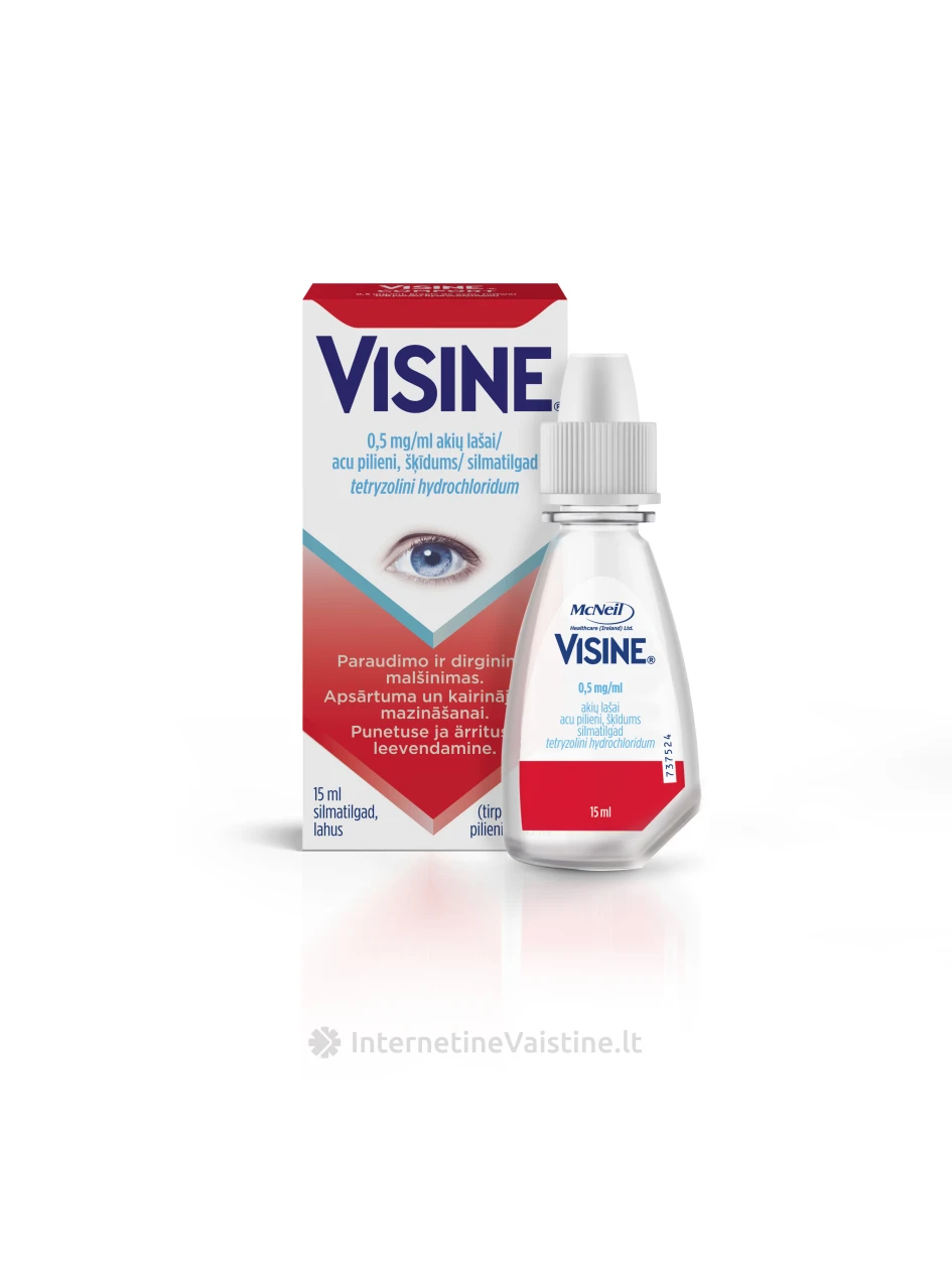 VISINE 0,5 mg/ml akių lašai (tirpalas) 15 ml, N1, Vnt | internetinevaistine.lt