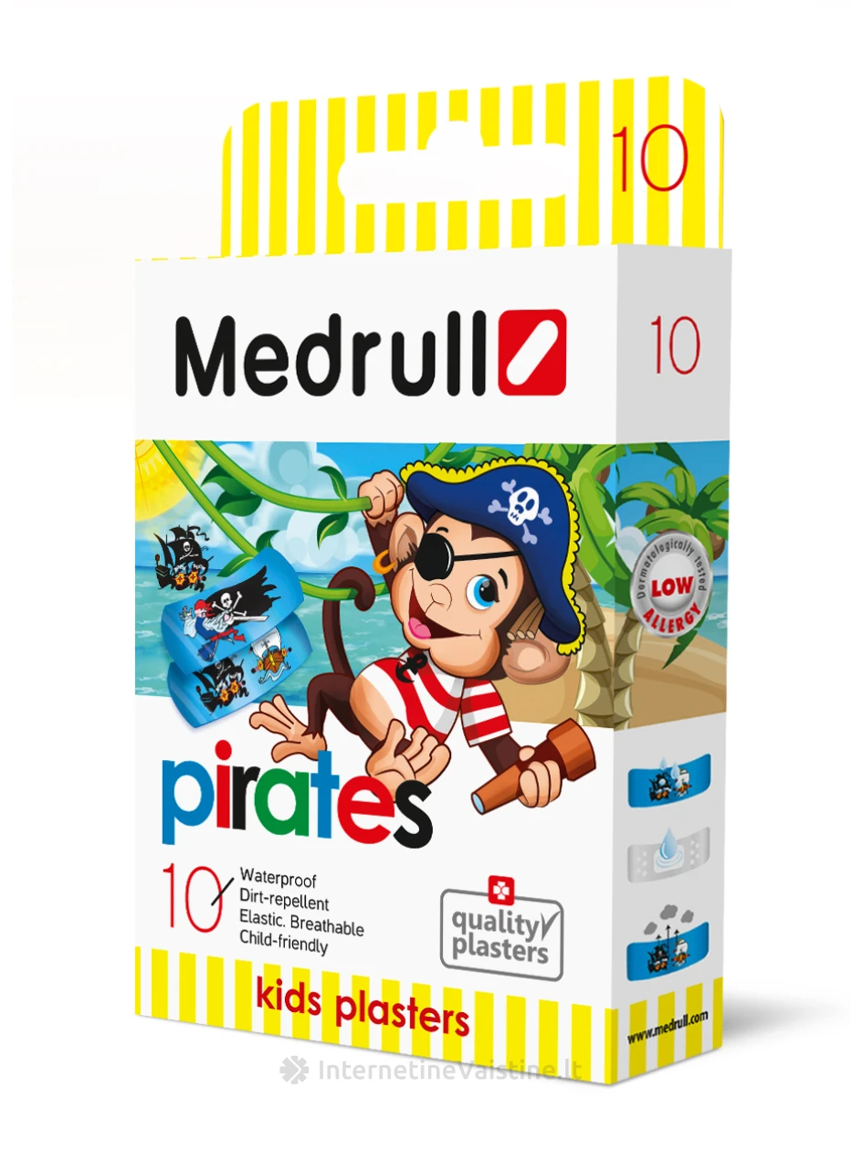 Pleistras "Piratai" 10 vnt. Medrull (vaikiškas) | internetinevaistine.lt