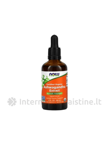 NOW Ashwagandha extract, Sertified Organic, 59 ml, Vnt | internetinevaistine.lt