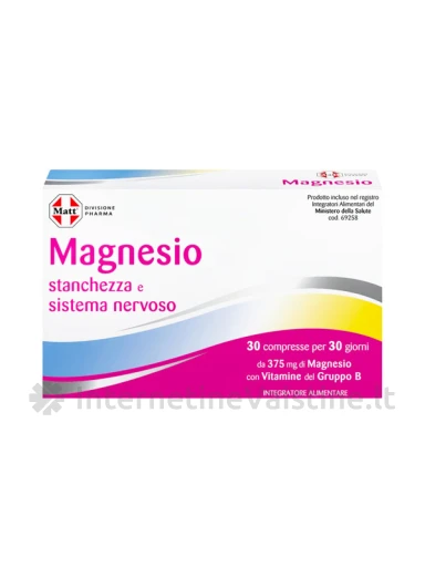 MATT DIVISIONE PHARMA Magnesio, magnis su vitaminais B1 ir B3, maisto papildas, 30 tablečių | internetinevaistine.lt