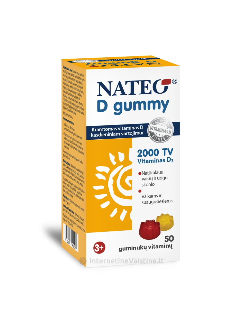 NATEO® D gummy IU2000, 50 guminukų, 50 guminukų | internetinevaistine.lt