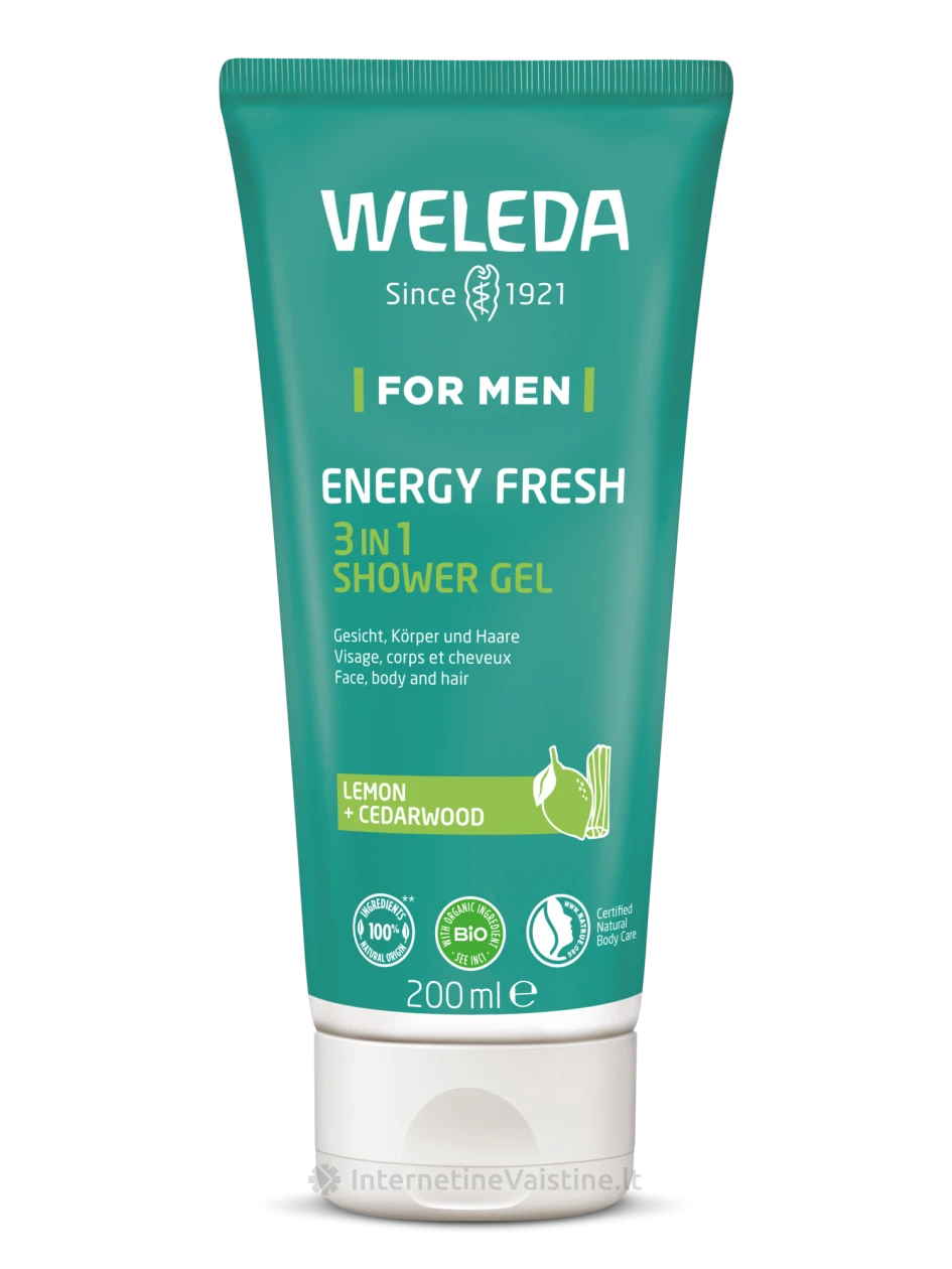 WELEDA MEN prausiklis 3in1 Energy Fresh, 200 ml | internetinevaistine.lt