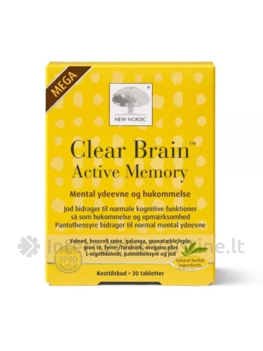 NEW NORDIC Clear Brain Mega, 30 tablečių | internetinevaistine.lt