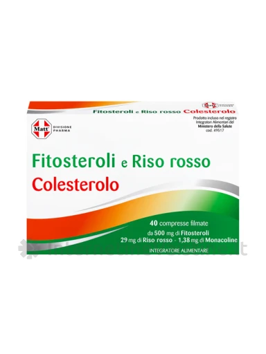 MATT DIVISIONE PHARMA Fitosteroli e Riso Rosso, maisto papildas cholesterolio balansui palaikyti, 40 tablečių, 40 tablečių | internetinevaistine.lt