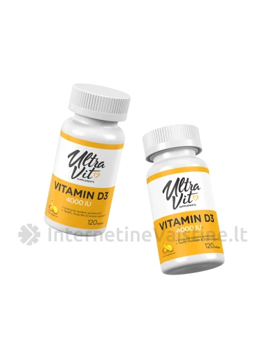 ULTRAVIT Vitamin D3 4000 IU, 120 minkštųjų kapsulių | internetinevaistine.lt