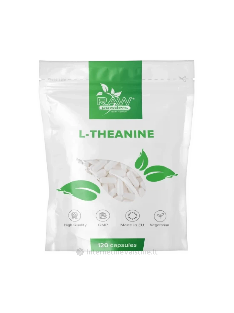 RAW POWDERS L-Teaninas 200mg kaps., N180 | internetinevaistine.lt
