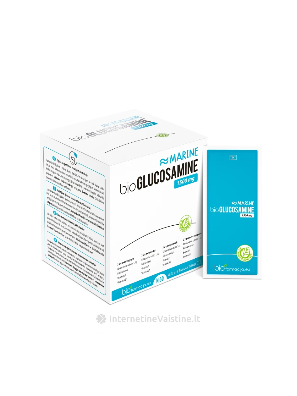 bioGLUCOSAMINE 1500 MG, 60 pakelių | internetinevaistine.lt