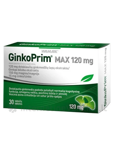 GINKOPRIM MAX 120MG TAB. N30, 30 vnt. | internetinevaistine.lt