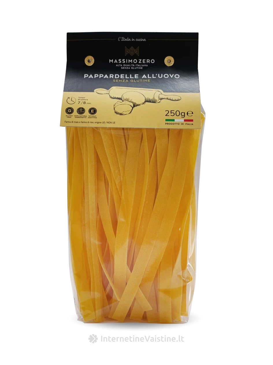 MASSIMO ZERO PAPPARDELLE ALL'UOVO -  makaronai be glitimo, 250g | internetinevaistine.lt