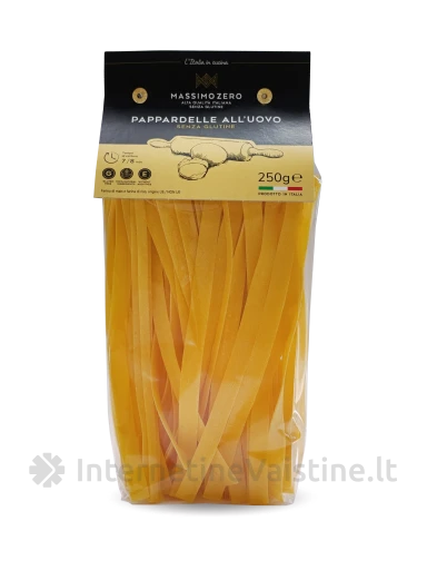 MASSIMO ZERO PAPPARDELLE ALL'UOVO - makaronai be glitimo, 250g | internetinevaistine.lt