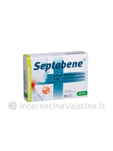 SEPTABENE 3mg+1mg citrinų ir šeivam. sk. kiet. past. N16 | internetinevaistine.lt