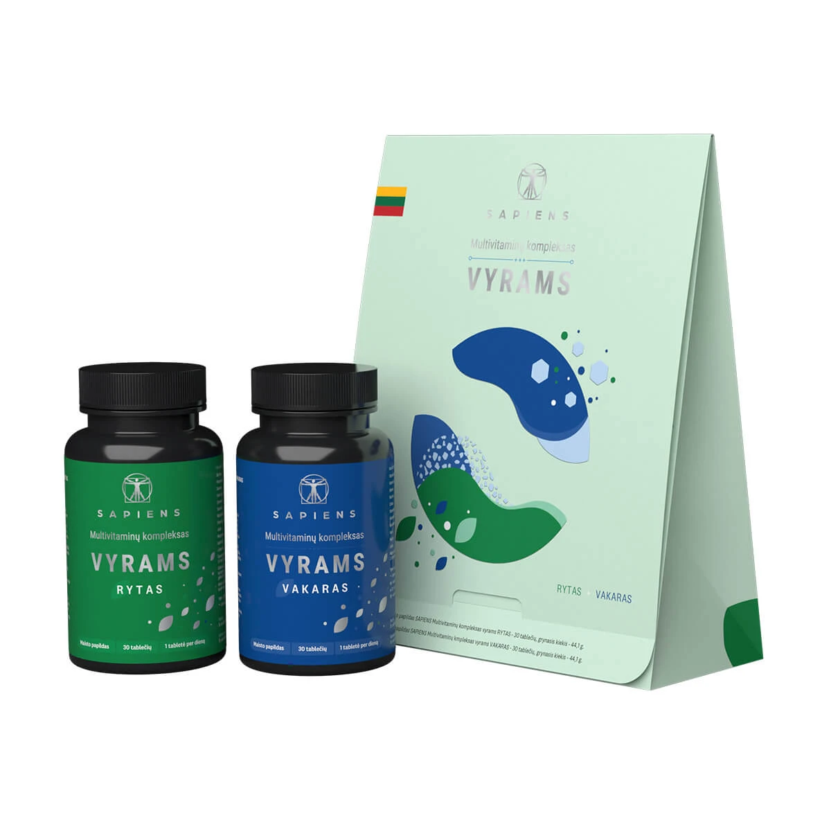 SAPIENS Multivitaminų kompleksas vyrams (Rytas+Vakaras), 60 tablečių