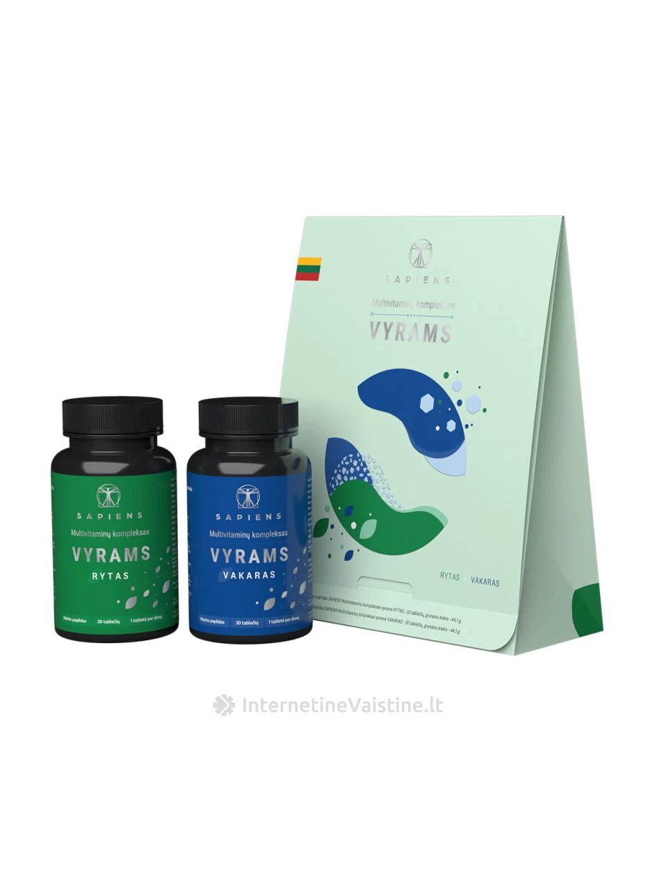 SAPIENS Multivitaminų kompleksas vyrams (Rytas+Vakaras) tab. N60, 60 vnt. | internetinevaistine.lt
