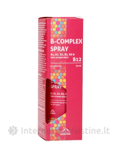 NORDAID B-COMPLEX SPRAY, purškiamas vitaminų B kompleksas, 30ml, 200 papurškimų, N1 | internetinevaistine.lt