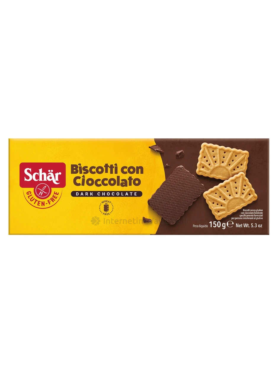 Schär BISCOTTI CON CIOCCOLATO - sausainiai su šokoladu be glitimo, 150g | internetinevaistine.lt
