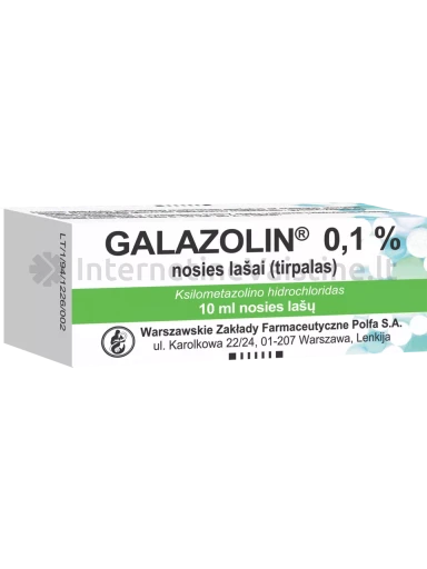 GALAZOLIN 1 mg/ml nosies lašai (tirpalas) 10 ml, Vnt | internetinevaistine.lt
