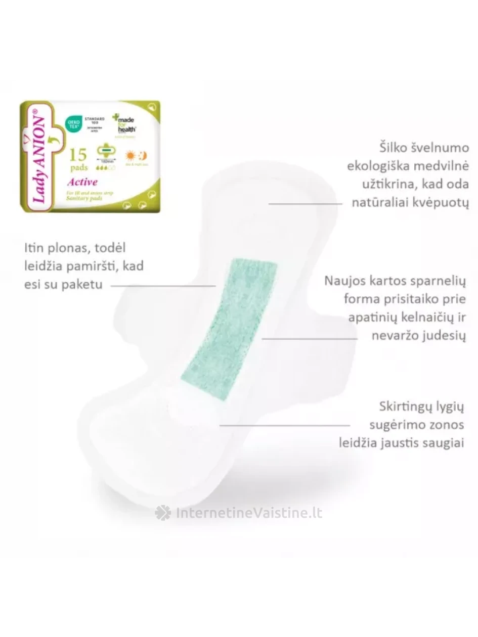 LADY ANION ploni paketai 180 mm, N15 | internetinevaistine.lt