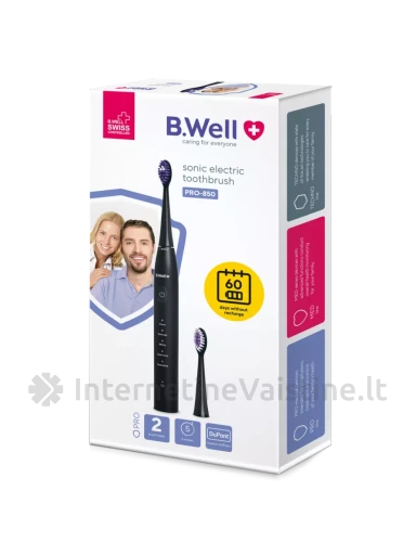 B. WELL elektrinis dantų šepetėlis PRO-850, baltas, N1, Vnt | internetinevaistine.lt